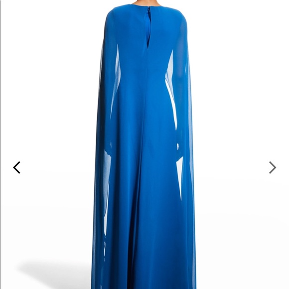 NWT BADGLEY MISCHKA GEORGETTE CAPE GOWN - Picture 4 of 16